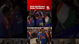 RohitVirat Raise The Trophy Together At During T20 Champions Victory Lap [upl. by Aynad]