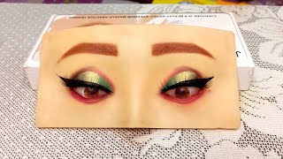 green pink and black colour combination eye makeup video [upl. by Annaiviv388]