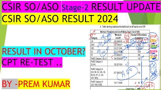 CSIR SO ASO Result 2024 Out  CSIR SOASO Result In October  CSIR ASO CPT RETEST 2024 pmwcivil [upl. by Leamhsi]