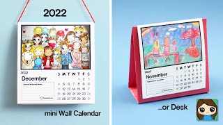 How to Make a 2022 mini Calendar Super EASY  Fan Art Winners [upl. by Airekal15]