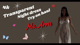 4K See Through Night Dress Try On No Bra  ONE PIECE Transparent TRY ON With Arra 2024 [upl. by Elwyn]