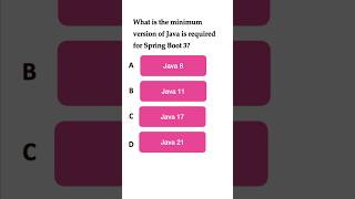 Spring Boot Quiz 1  What is minimum version of java required to use springboot 3 springbootquiz [upl. by Nuawd]