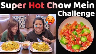 Super Hot Chow Mein Challenge Raw chili Thai chili and Serrano pepper [upl. by Nafets]