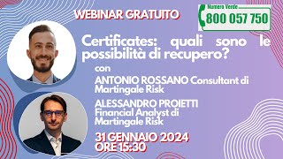 Webinar  Certificates quali sono le possibilità di recupero [upl. by Terina]