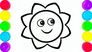 Smiling sun colouring for kids  colour a cute smiling sun  easy sun colour coloursun [upl. by Lishe899]