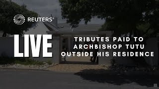 LIVE Tributes paid to Archbishop Tutu outside his residence [upl. by Den75]