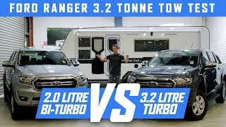 FORD RANGER 2020 32 litre vs 20 litre BITURBO TOW TEST [upl. by Irahcaz]