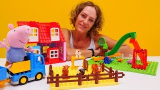 Spielzeugvideo mit Peppa Wutz auf Deutsch Schorsch spielt mit Lego [upl. by Ettenajna158]