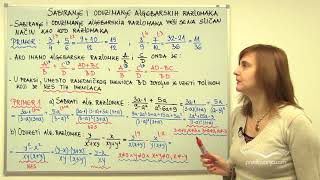 Sabiranje i oduzimanje algebarskih razlomaka  Matematika I [upl. by Venuti]