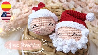 ESFERAS NAVIDEÑAS A CROCHET SANTA CLAUS Y SU SEÑORA Parte 12 Sub 🇺🇸🇪🇸 GretaWings [upl. by Tindall446]