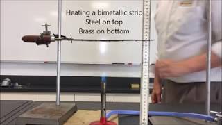 Thermal expansion of metals  heating a bimetallic strip NCPQ [upl. by Aihsenak183]