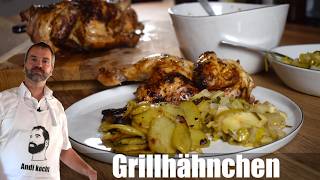 Grillhähnchen mit Bratkartoffeln und Pfannengemüse [upl. by Ramyar904]