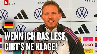 Nagelsmann scherzt bei Frage zu Sané Wirtz und Musiala  Deutschland  Niederlande [upl. by Lalaj]