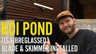 MY KOI POND BUILD IS COMING ON fibreglass blade and skimmer install [upl. by Benildis]