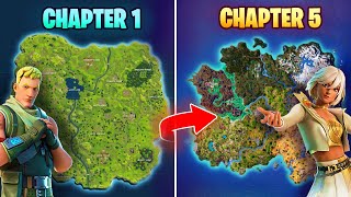 ENTIRE Evolution of the Fortnite Map Chapter 1  Chapter 5 Season 2 [upl. by Nolram]