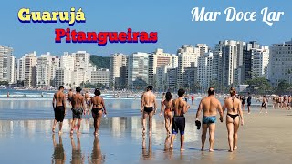 Guarujá  Praia das Pitangueiras Domingou e a praia tá assim 4K [upl. by Olivette462]