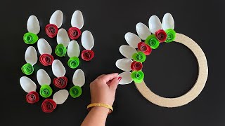 2 Beautiful Wall Hanging Ideas Using Plastic Spoons Paper Craft For Home Decoration DIY Wall Decor [upl. by Sissy]