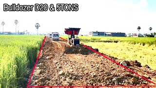 Best Project Operator Bulldozer Pushing amp Dump 5TON Fill Road Make Way Filling Soil Fill the Fields [upl. by Emeline]