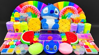 MEGA STITCH SLIME 💙 Satisfying Mixing random into Glossy Slime ASMR  Squishy Crafty Slime [upl. by Cavallaro]