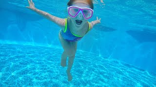 ADLEY LEARNS TO SWIM UNDERWATER My Secret Birthday Party in a Backyard Pool with the Family [upl. by Assiluj]