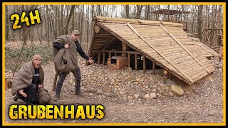 24h mit Übernachtung im Grubenhaus  Es wird noch gebaut  Bushcraft Survival Overnighter [upl. by Adnilrem330]