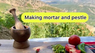 How to create a wooden mortar and pestle [upl. by Enitsugua]