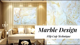 ELEGANT MARBLE Effect Painting on Canvas EASY Flip Cup  Acrylic Pouring Marble 117 [upl. by Tait54]