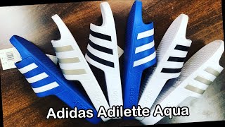 Adidas Adilette Aqua 3 Colorways  On Feet and UnboxingUnpacking  Azo Edition [upl. by Eatnuhs]