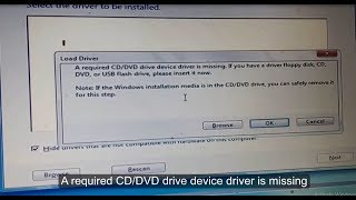 A required CDDVD drive device driver is missing for Windows 7 installation [upl. by Mclaurin]