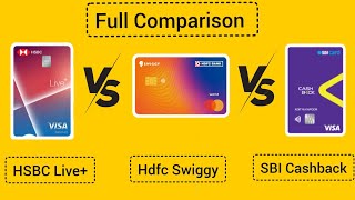 Full comparison HDFC Swiggy vs HSBC Live Plus vs SBI Cashback credit card  2024 [upl. by Diba684]