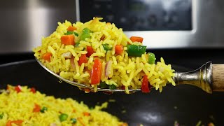 One Pot Fluffy Garlic Turmeric Rice with mixed vegetables [upl. by Coucher86]