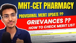 MHT CET 2024  Pharmacy Provisional Merit List Released  Grievance Window  MHTCET PCB  B Pharmacy [upl. by Rehpinej]