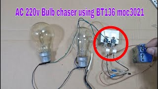 How to Make simple AC Bulb Flasher Circuit  Bulb chaser using BT136 amp moc3021 [upl. by Adlemy864]