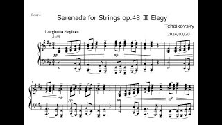 Tchaikovsky quotSerenade for Stringsquot Eelgie  piano transcription [upl. by Kellyann152]