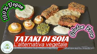 Tataki di soiatartare di pomodori e stracchinobattuto di olivecrostini di patatasalsa di funghi [upl. by Lesya410]