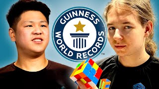 Worlds Fastest Speedcubers Go Head to Head  Guinness World Records [upl. by Canotas]