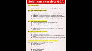 Selenium interview questions selenium automationtesting [upl. by Ecyar]