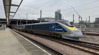 Eurostar E300 32213222 depart London St Pancras for Brussels  12124 [upl. by Parthenia]