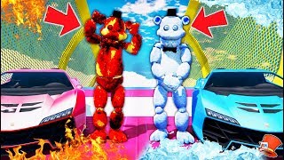 WHOS THE BETTER STUNTER FIRE FREDDY vs ICE FREDDY GTA 5 Mods FNAF RedHatter [upl. by Simetra]