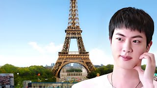 quotBTSquot Jin Carries the Torch for the 2024 Paris Olympics  Historic Moment at the Louvre btsmember [upl. by Weinberg471]