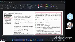 Tokens in java  Constant Variable Keywords Identifier Seperator and Operators [upl. by Lennaj]