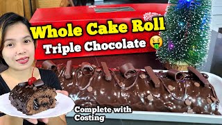 Whole Cake Roll Triple Chocolate PangNegosyo Recipe With Tipid Tips Atbp [upl. by Josie]