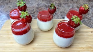 Réaliser la PANNA COTTA à la Fraise 🍓 parfaite en peu d’ingrédients et inratable [upl. by Llesig]