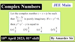 Let the complex number zxiy be such that 2z3i2zi is purely imaginary If xy20 [upl. by Adnar784]