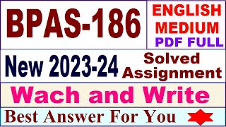 bpas 186 solved assignment 202324 in English  bpas 186 solved assignment 2024  bpas 186 english [upl. by Oicnaneb]