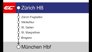 SBB Ansagen » EuroCity Zürich HB — München Hbf 2022  SLBahnen [upl. by Eatnoj]