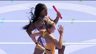 ShaCarri Richardson saves US women from near relay collapse [upl. by Notsle]