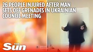 26 People injured after man sets off grenades in Ukrainian council meeting [upl. by Rohclem]