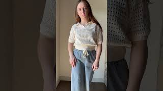 Beige collared sweater knit top styled with wide leg denim [upl. by Maurita]