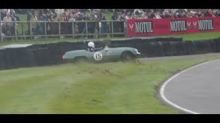 Elva Courier loses control and crashes at Goodwood Revival 2024 [upl. by Davies]